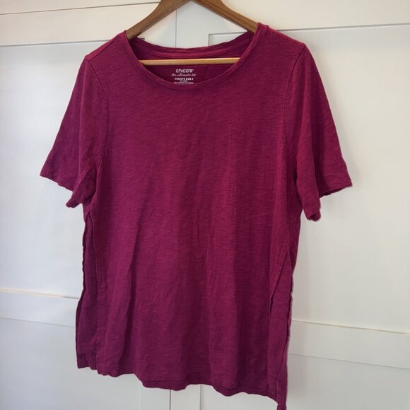 Chico's Women's Ultimate Tee Short Sleeve Coral Size: 2 US: Large fuchsia - Picture 7 of 13